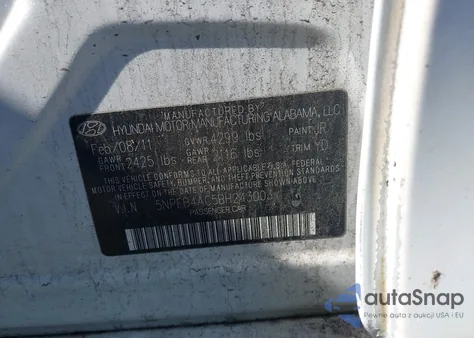 2011 Hyundai Sonata Gls из США, поврежденный, VIN 5NPEB4AC5BH243003